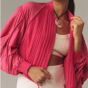 Anthropologie Pilcro Hot Pink Bomber Jacket Women’s size XS